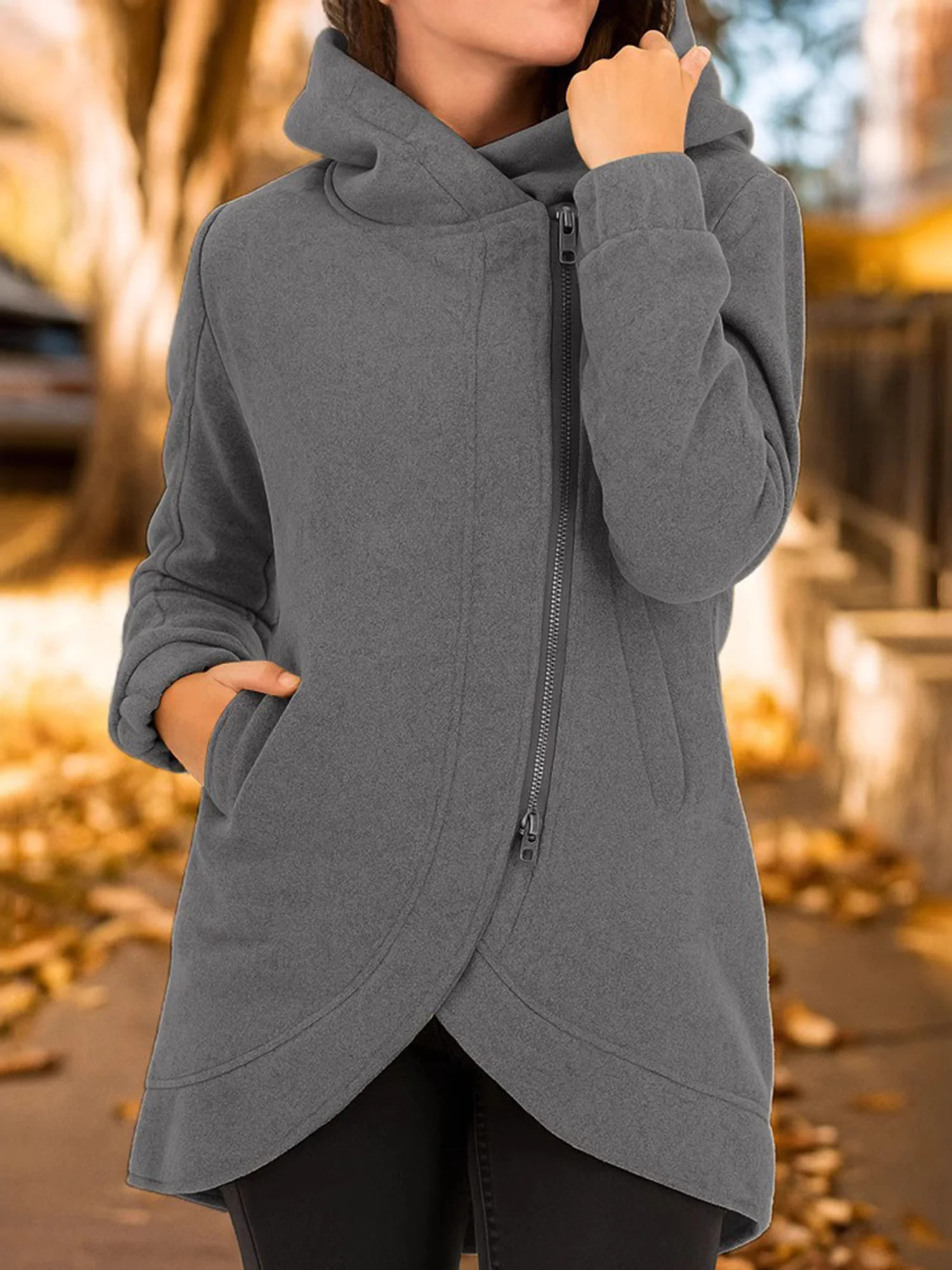 Casual Plain Hoodie Jacket