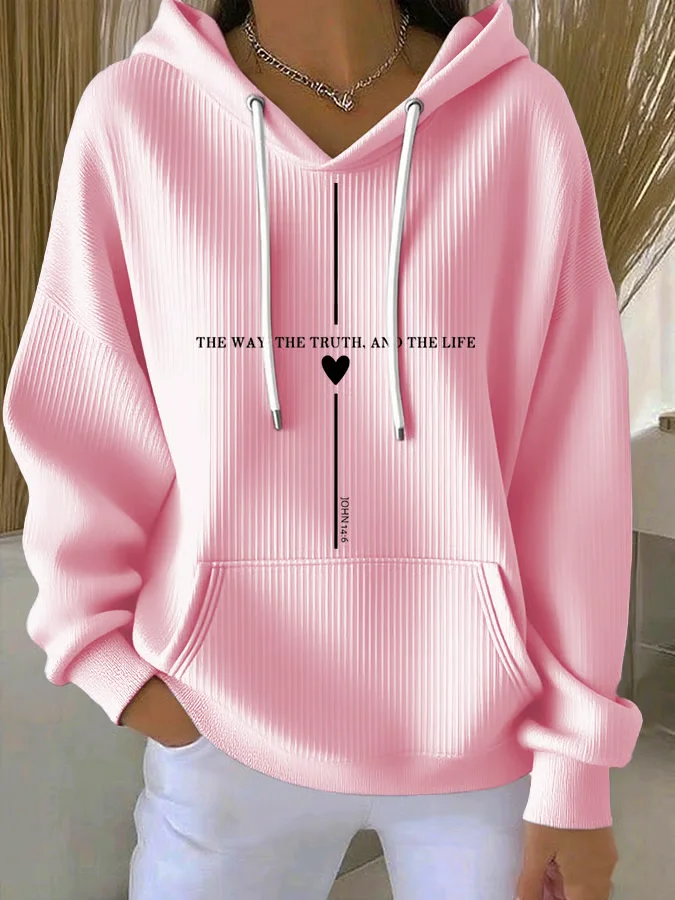 Women's Casual Faith The Way The Truth The Life Ribbed Hoodie