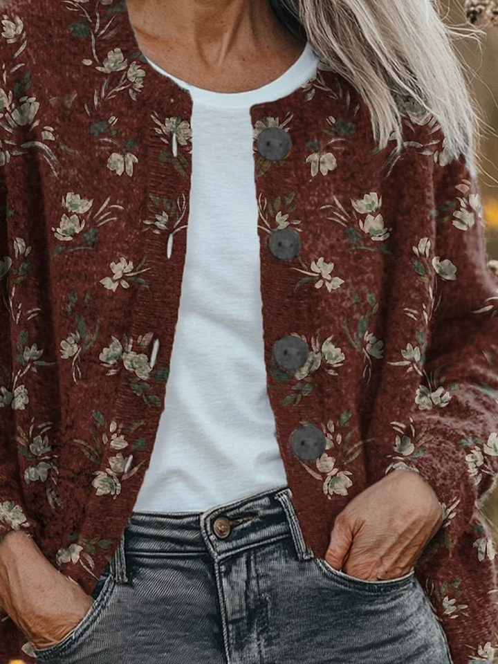 Women's Floral Print Casual Autumn Cardigan