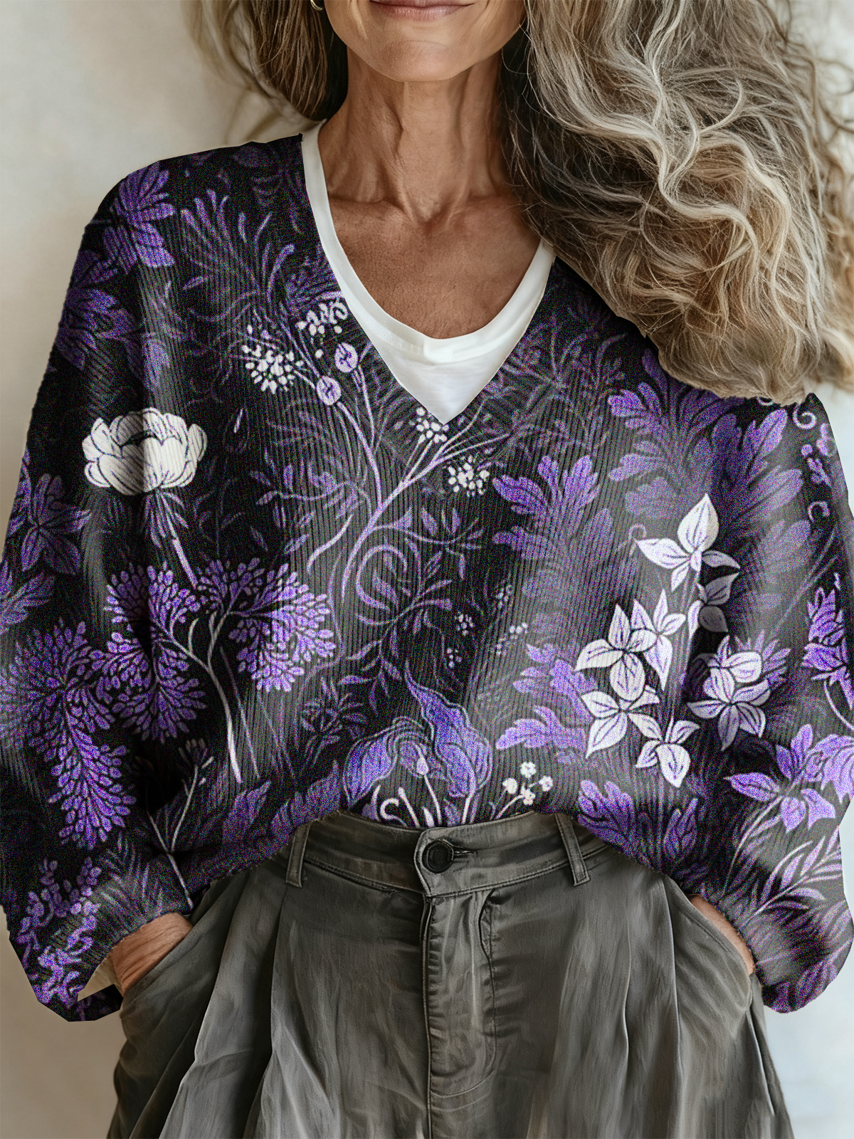 Botanical Pattern Loose Ethnic Sweater