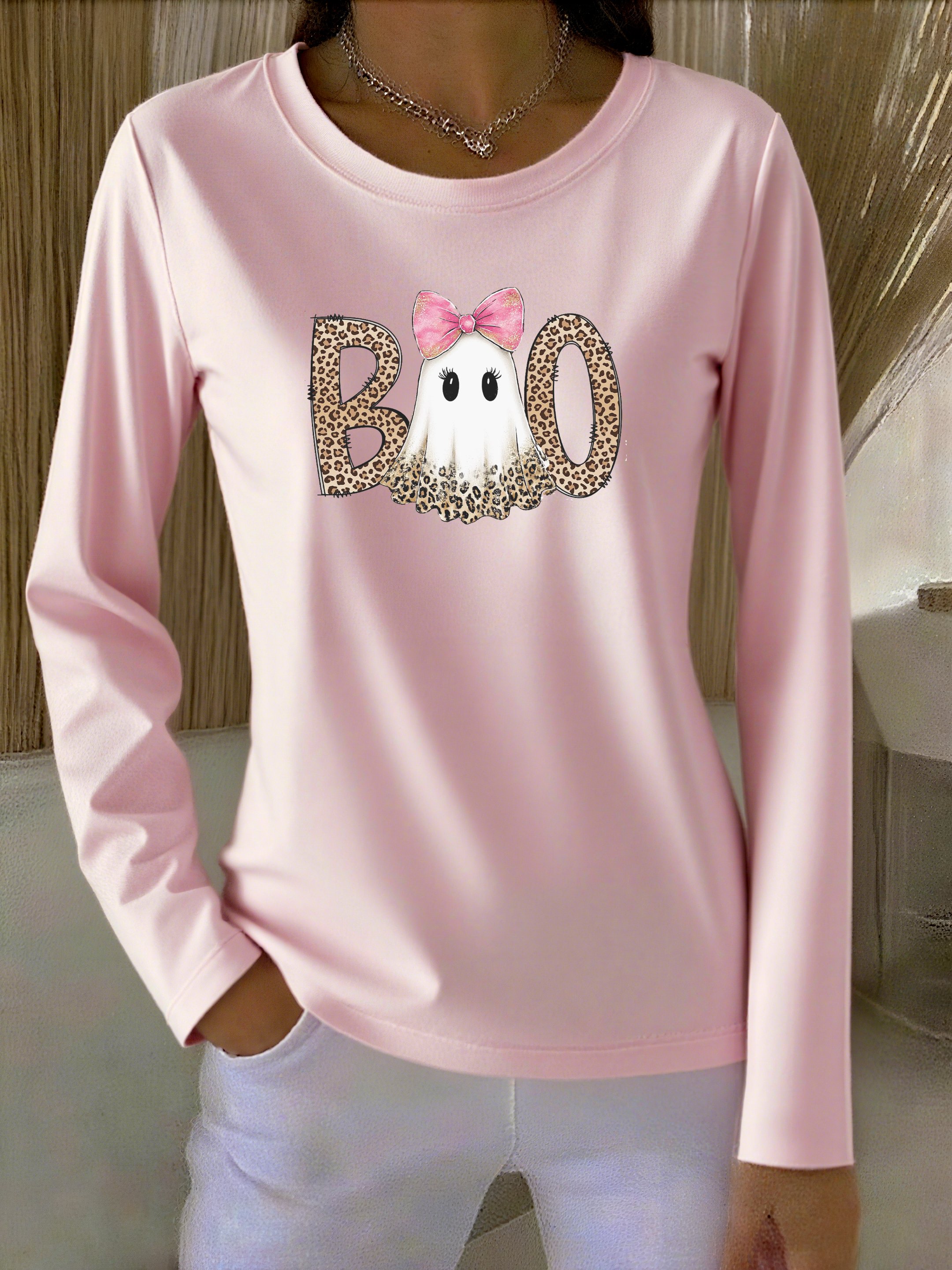 Cotton Casual Crew Neck Halloween T-Shirt
