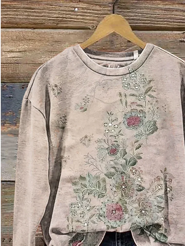 Floral Printing Casual Loose Sweatshirt