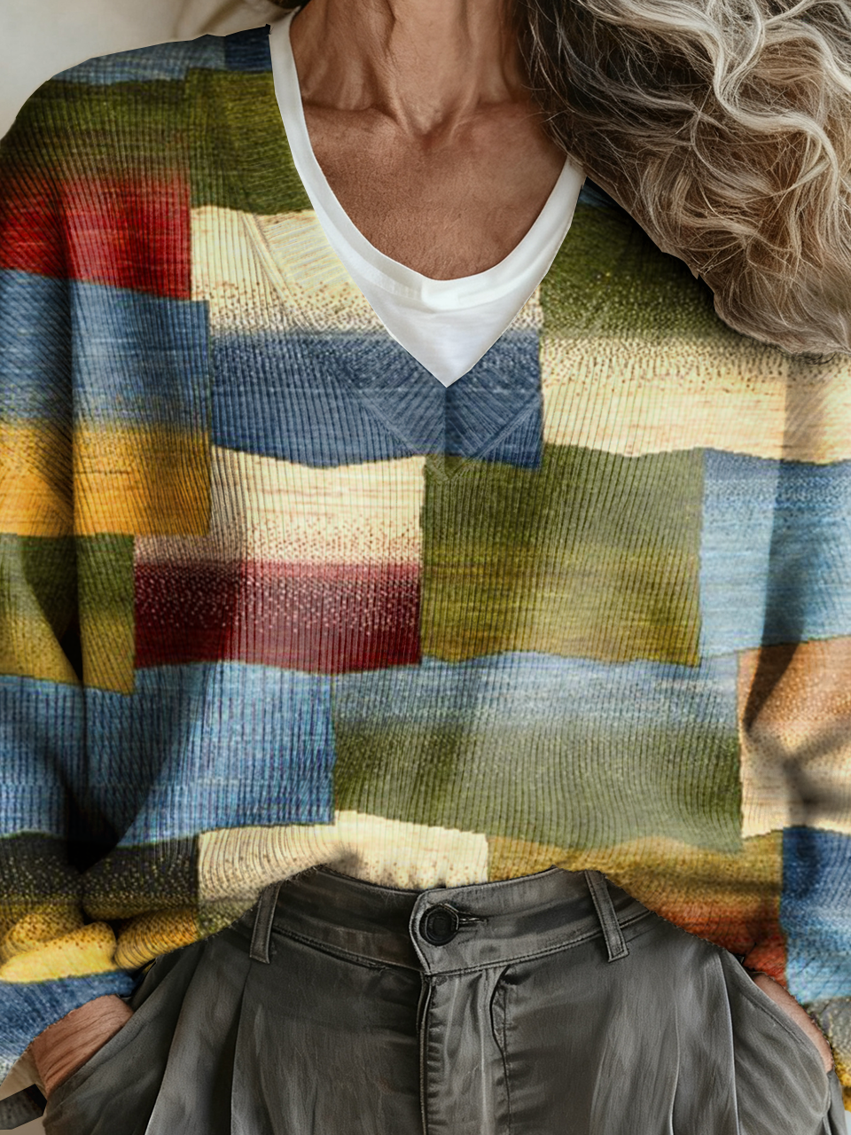 V Neck Casual Sweater
