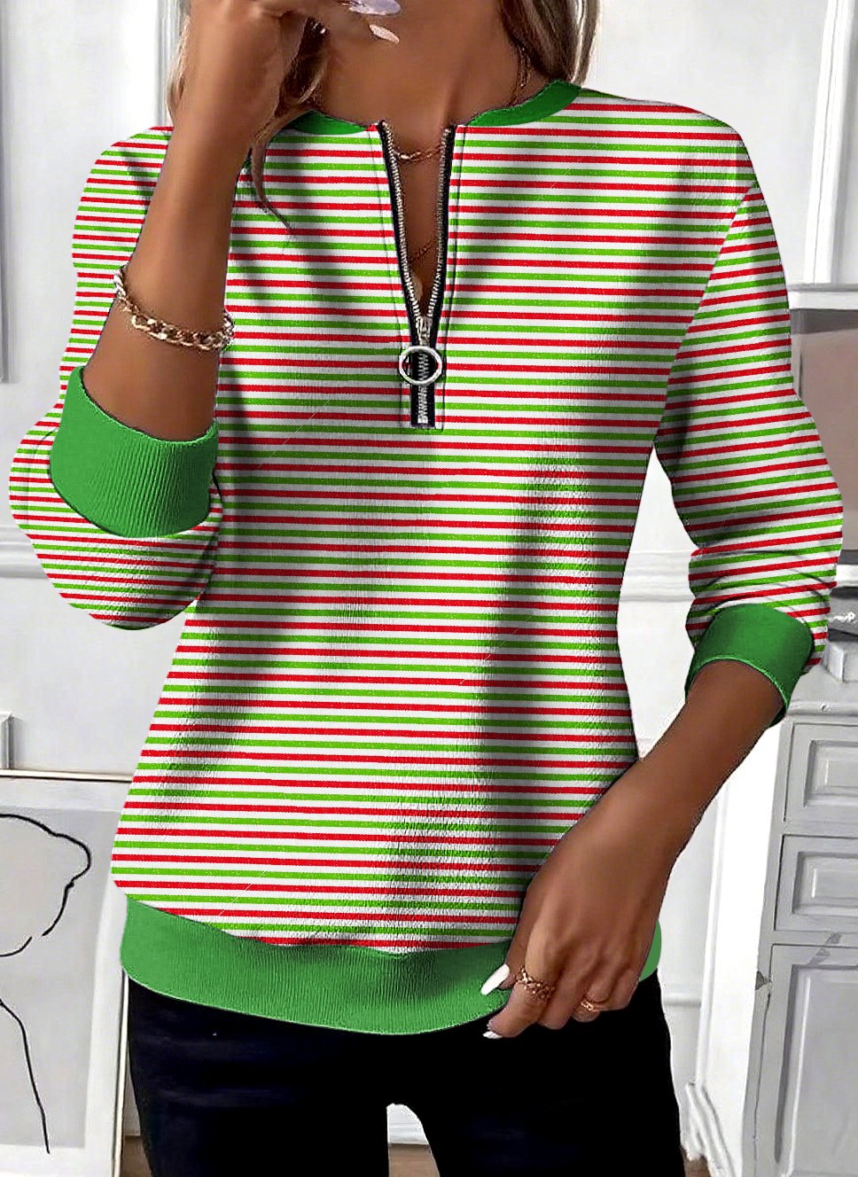 Stand Collar Casual Regular Fit Cotton Sweatshirt