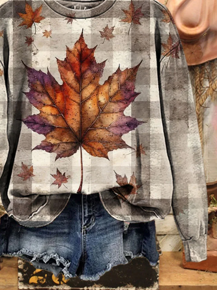 Loose Maple Leaf Casual Sweatshirt