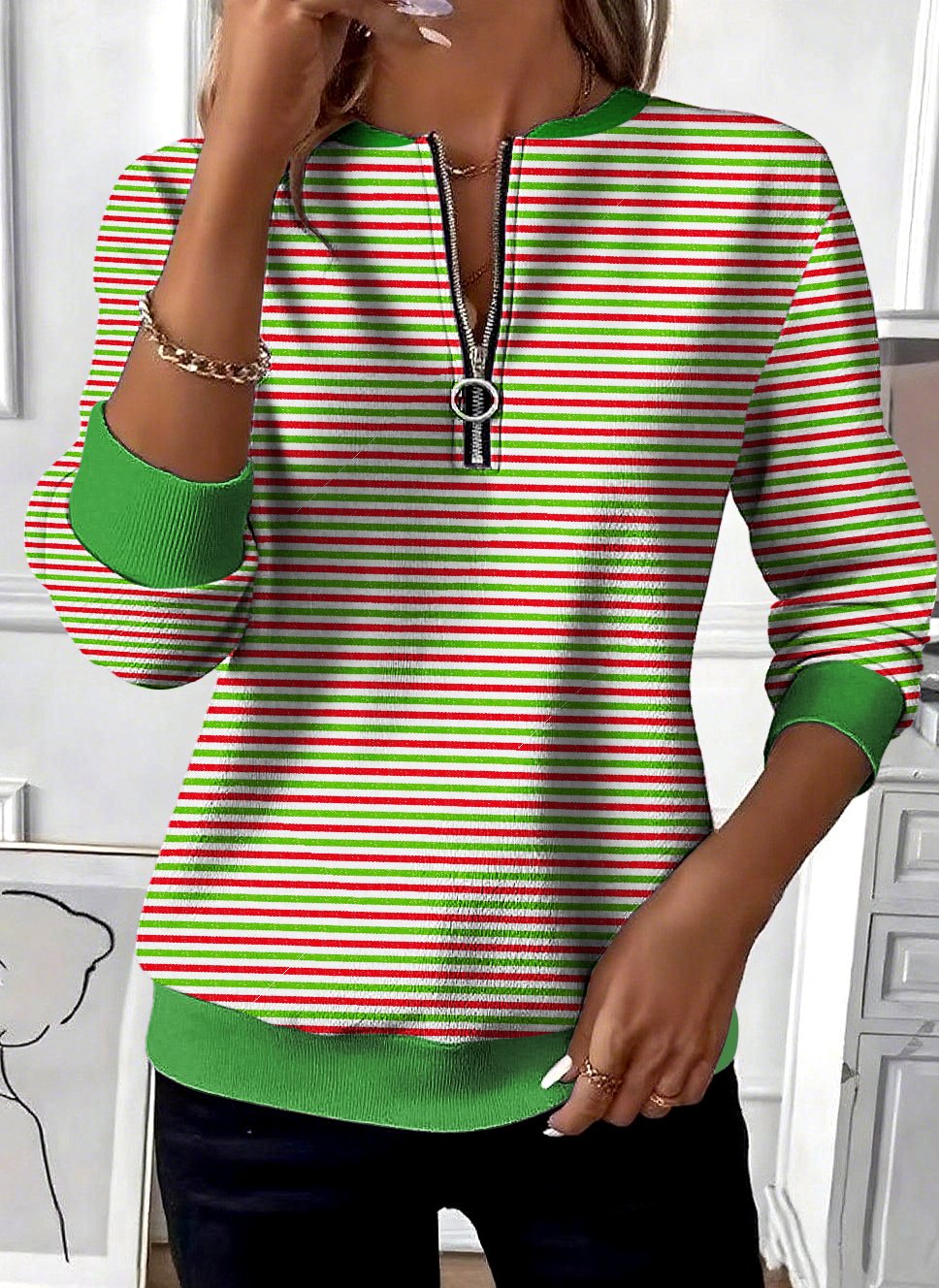 Stand Collar Casual Regular Fit Cotton Sweatshirt