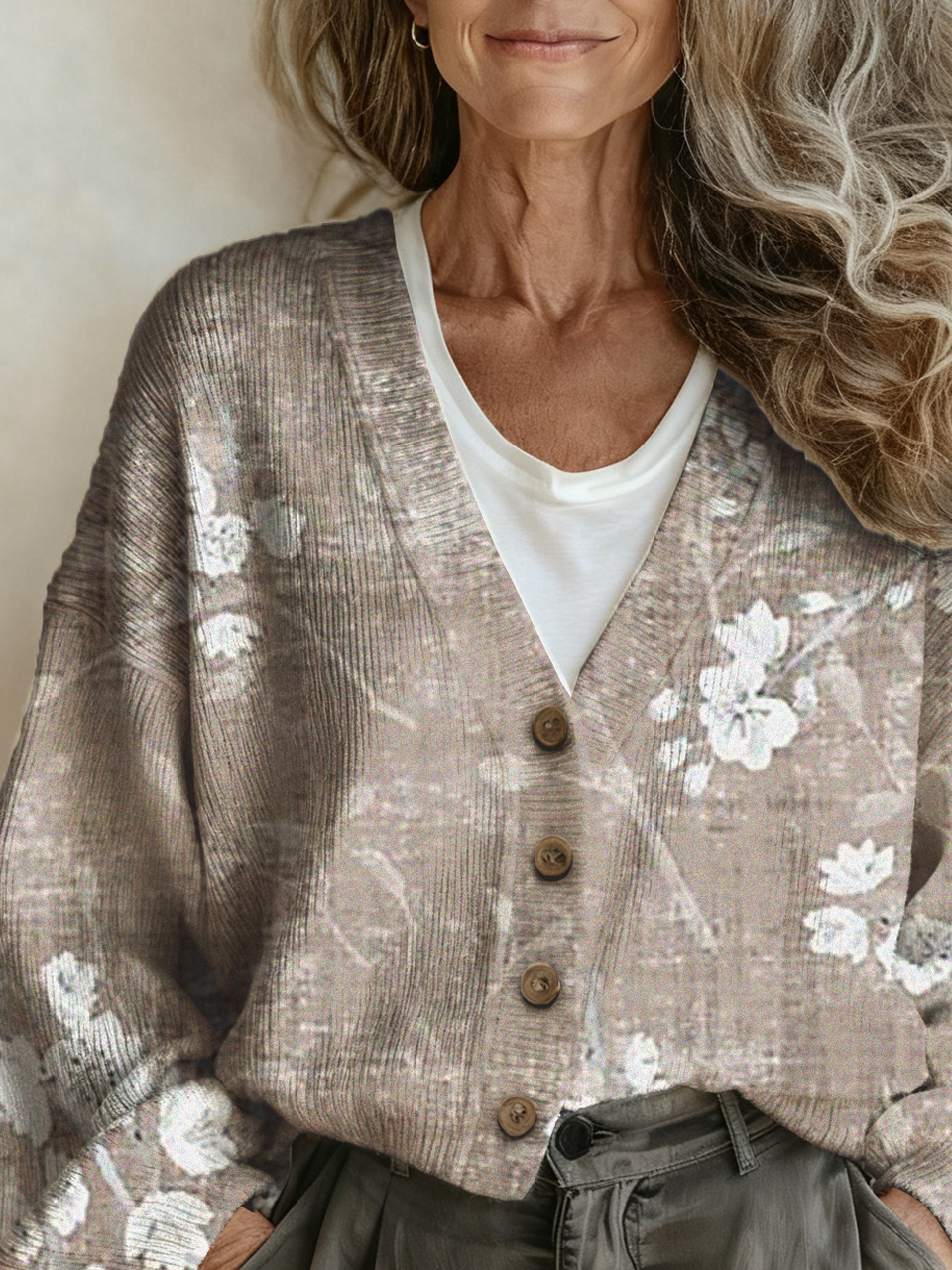 Boho Loose Floral V Neck Cardigan
