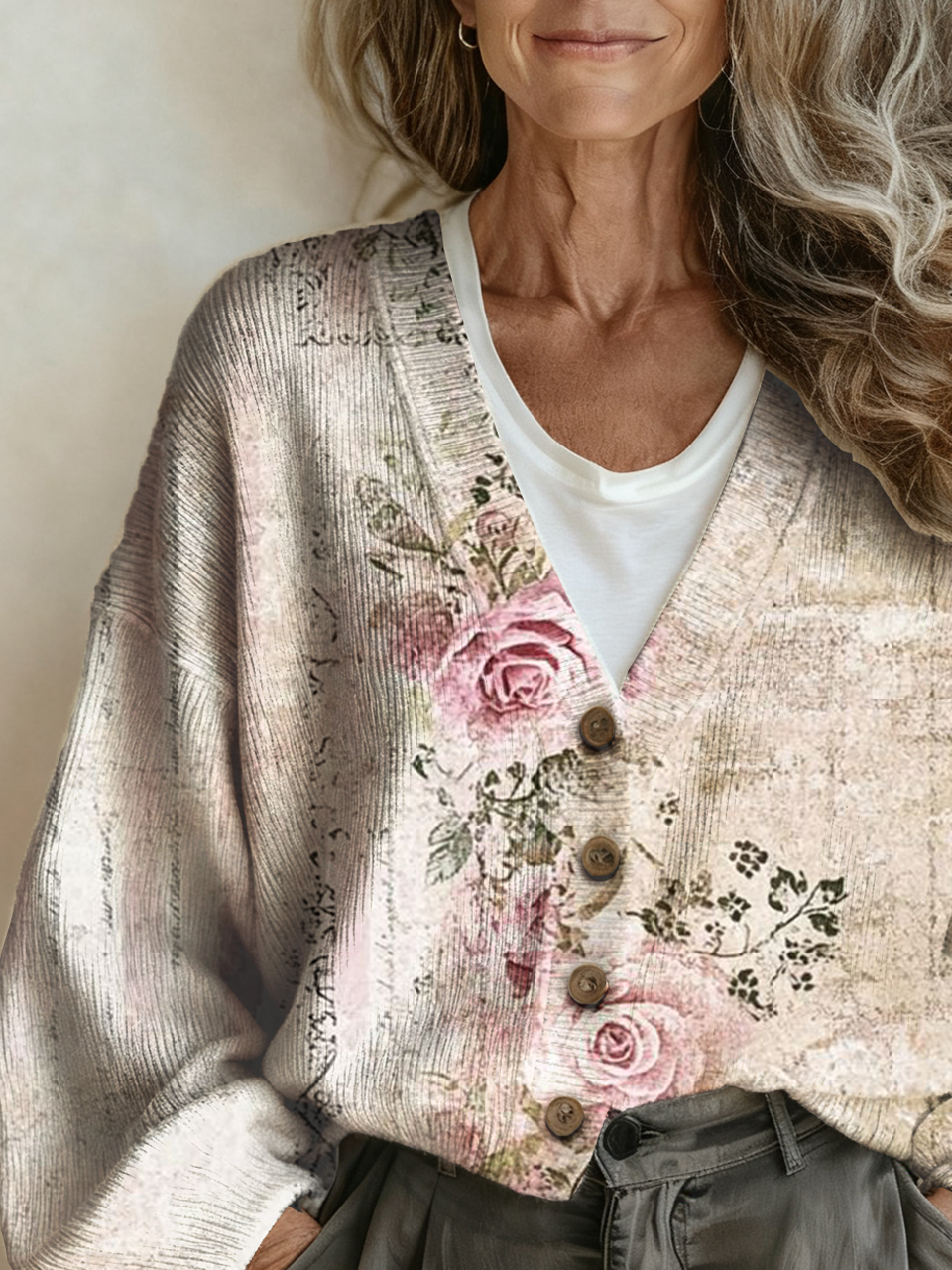 V Neck Casual Ethnic Cardigan