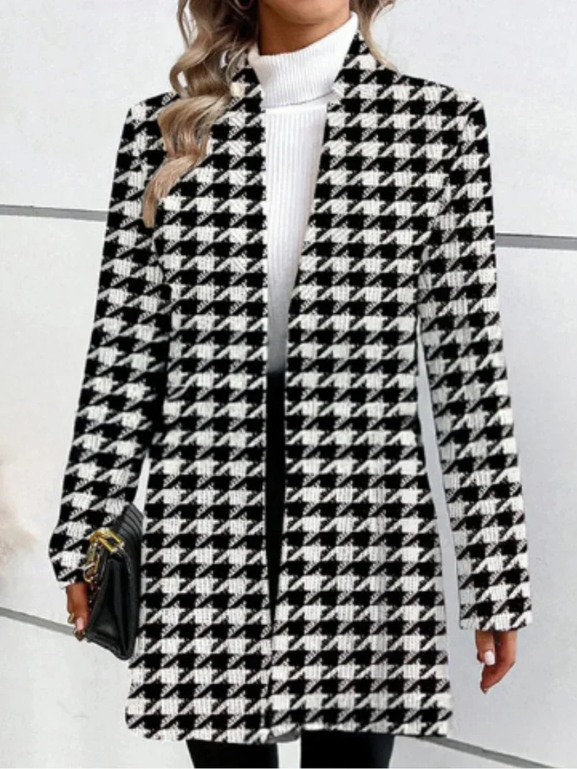 Stand Collar Urban Split Joint Mid-length Long-sleeved Trench Coat