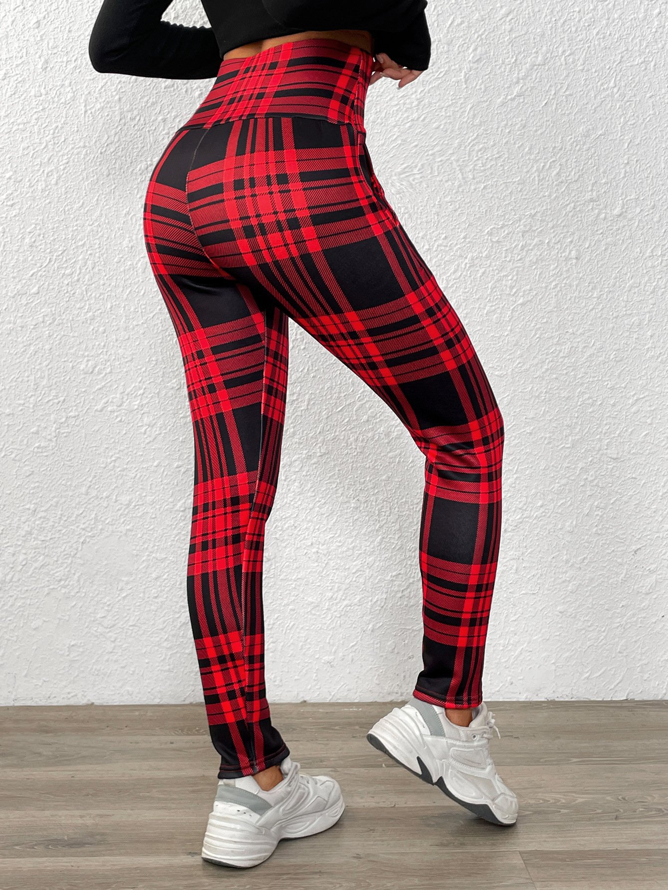 Printing Casual Plaid Extra Thick Lambskin Printed Leggings for Women Winter Plus Velvet Thickened Outerwear Pockets High Waist Warm Cotton Leggings