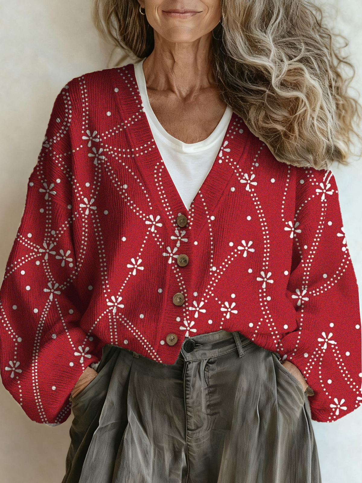 Loose V Neck Casual Cardigan
