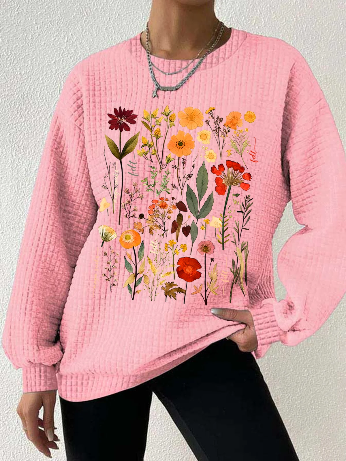 Women's Subtle Anti-Maga Floral, Fdt Merch, Feminist Gift Casual Waffle Sweatshirts