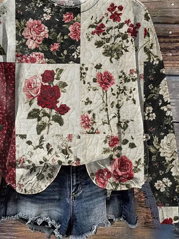 Printing Loose Casual Floral Sweatshirt