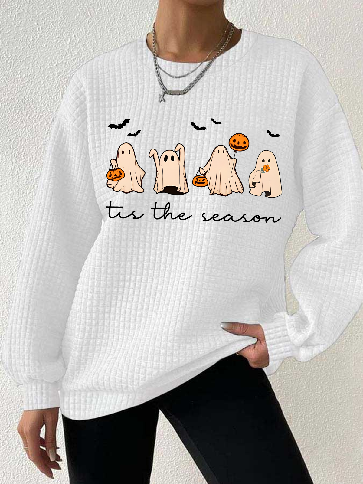 Women's Tis The Season Halloween Waffle sweatshirt