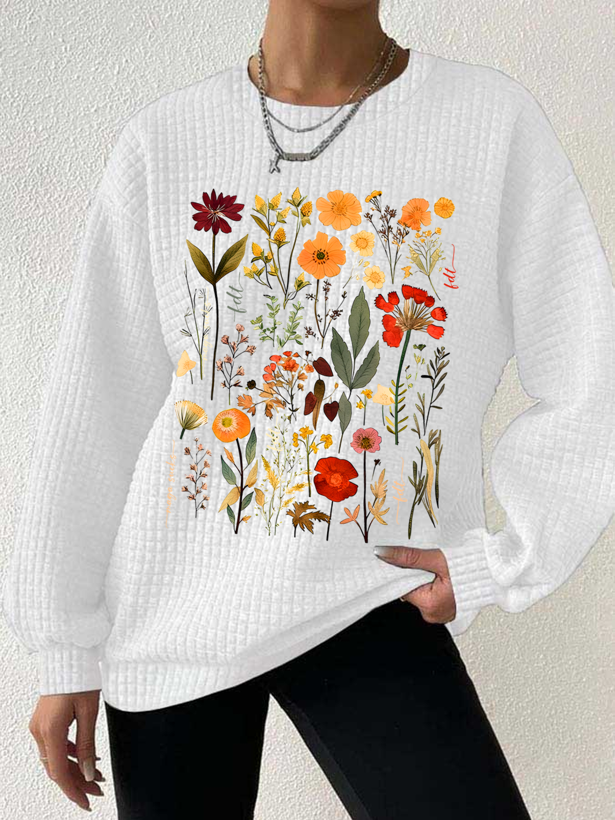 Women's Subtle Anti-Maga Floral, Fdt Merch, Feminist Gift Casual Waffle Sweatshirts