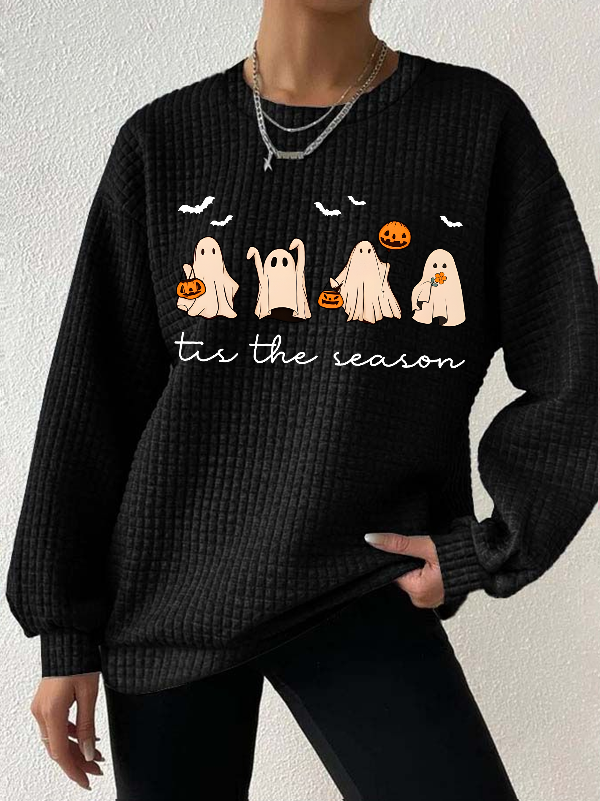 Women's Tis The Season Halloween Waffle sweatshirt