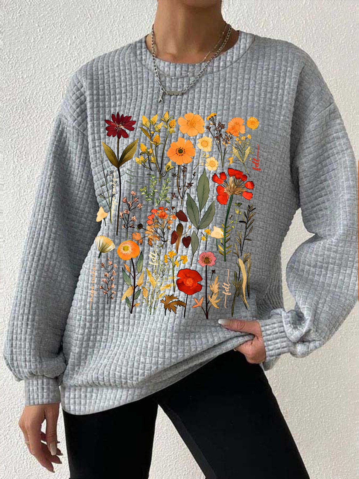 Women's Subtle Anti-Maga Floral, Fdt Merch, Feminist Gift Casual Waffle Sweatshirts