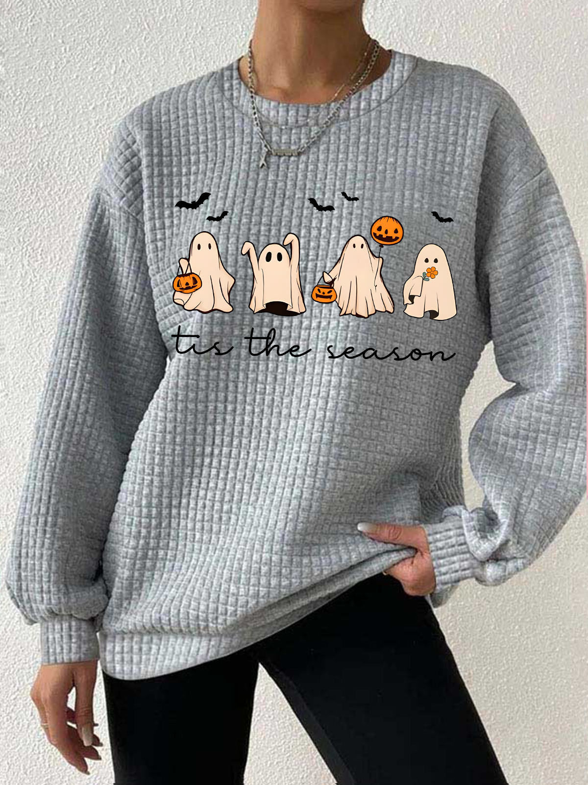 Women's Tis The Season Halloween Waffle sweatshirt
