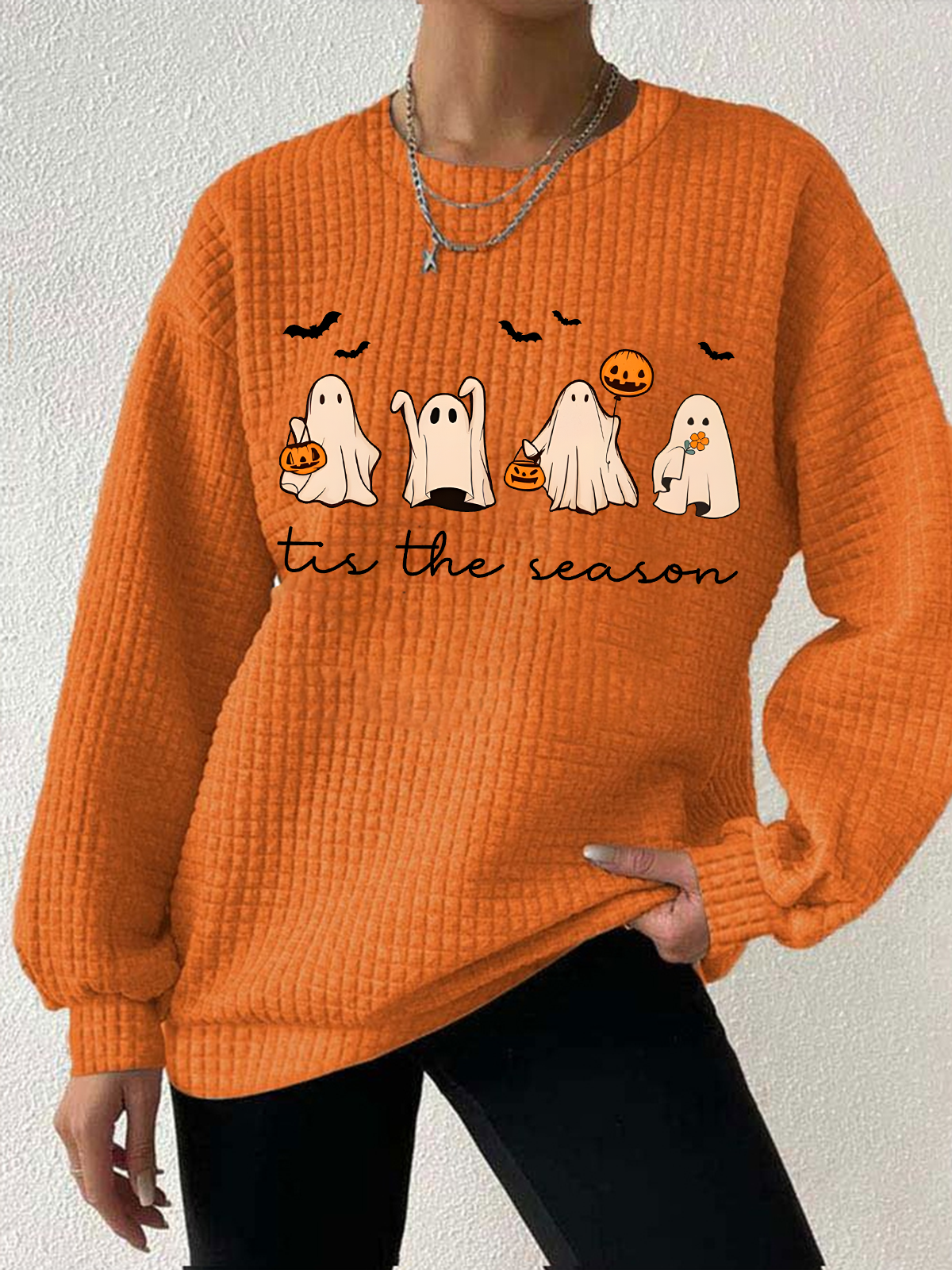 Women's Tis The Season Halloween Waffle sweatshirt