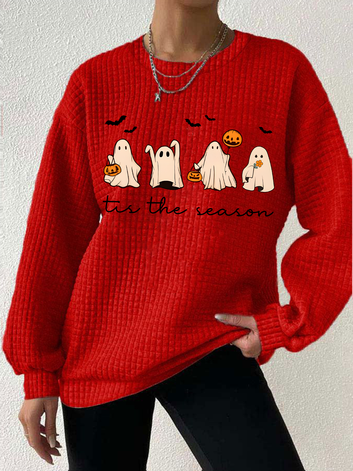 Women's Tis The Season Halloween Waffle sweatshirt