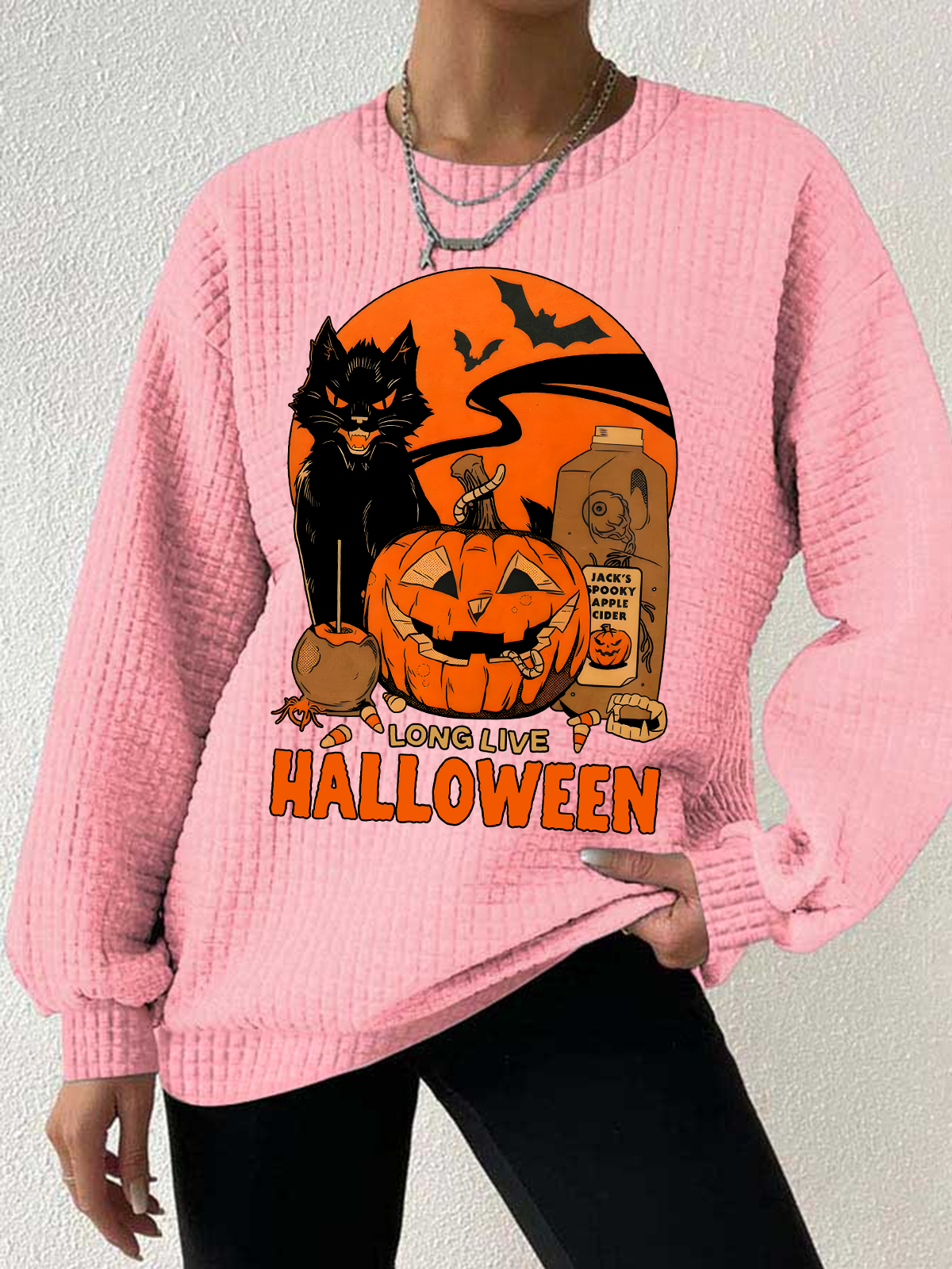 Women's Retro Halloween Horror Season Waffle sweatshirt