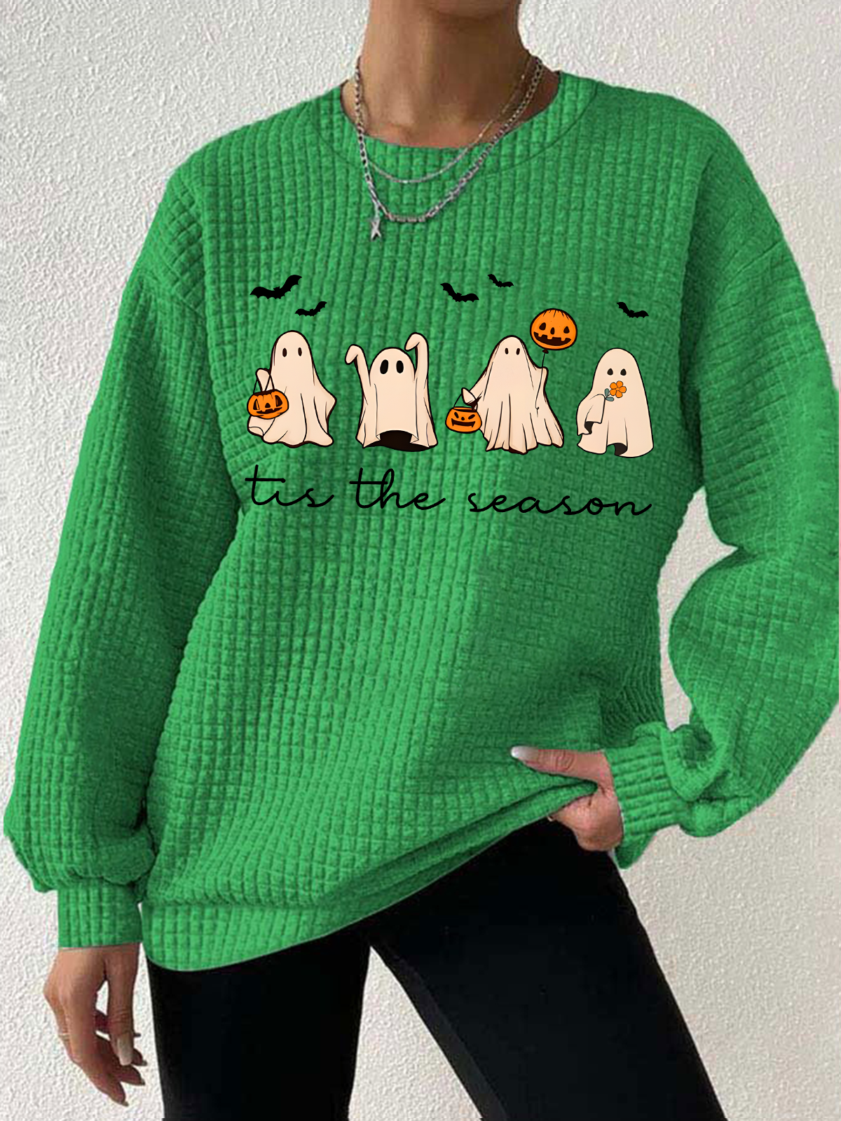 Women's Tis The Season Halloween Waffle sweatshirt