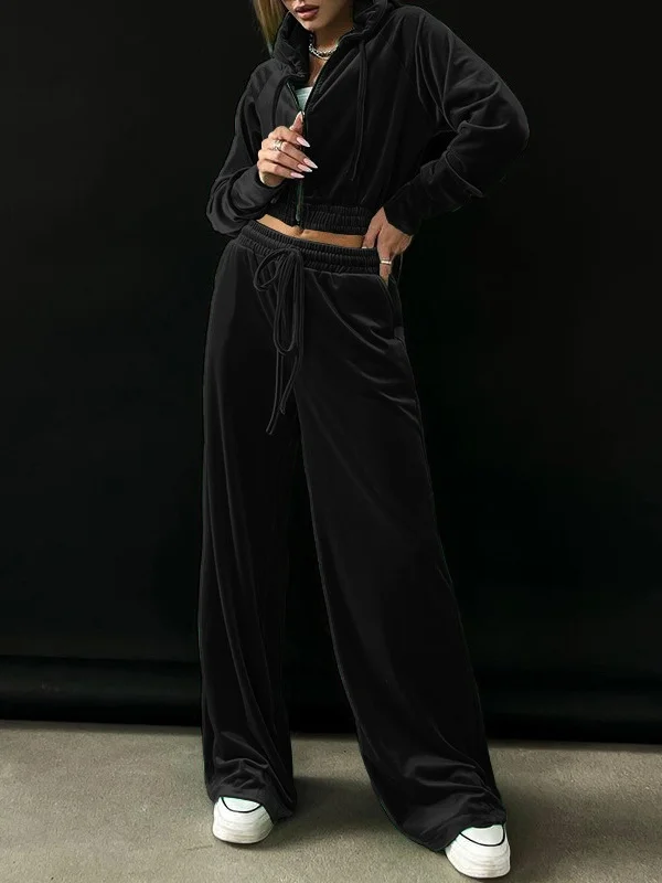 Women's Split Joint Plain Daily Going Out Two-Piece Set Green Casual Spring/Fall Top With Pants Matching Set