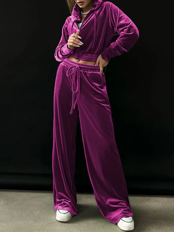 Women's Split Joint Plain Daily Going Out Two-Piece Set Green Casual Spring/Fall Top With Pants Matching Set