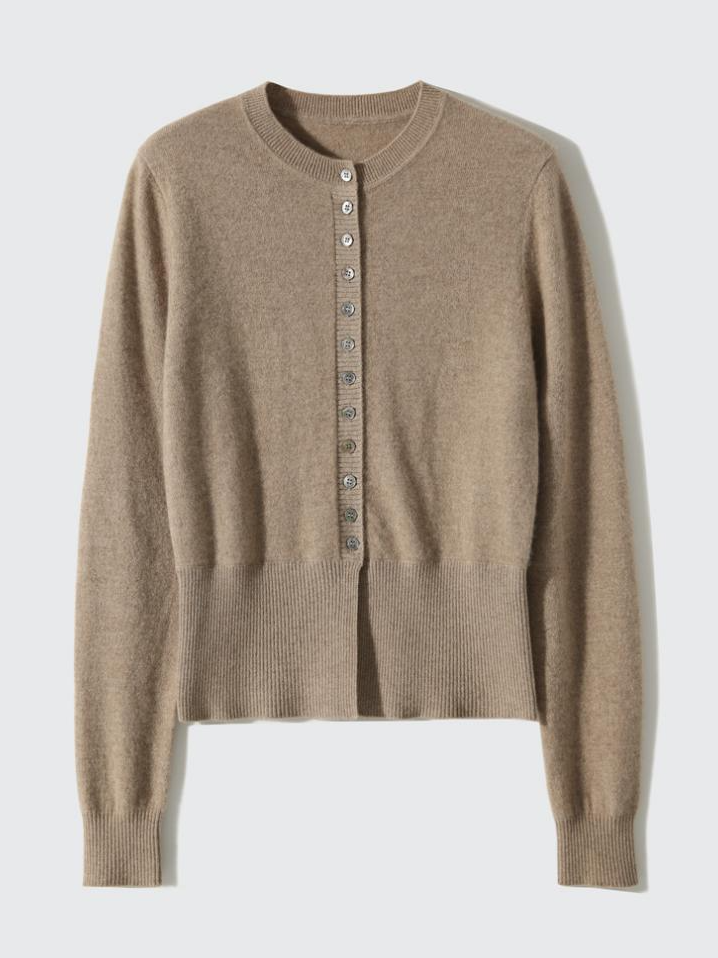 Crew Neck Simple Plain Regular Fit Cardigan
