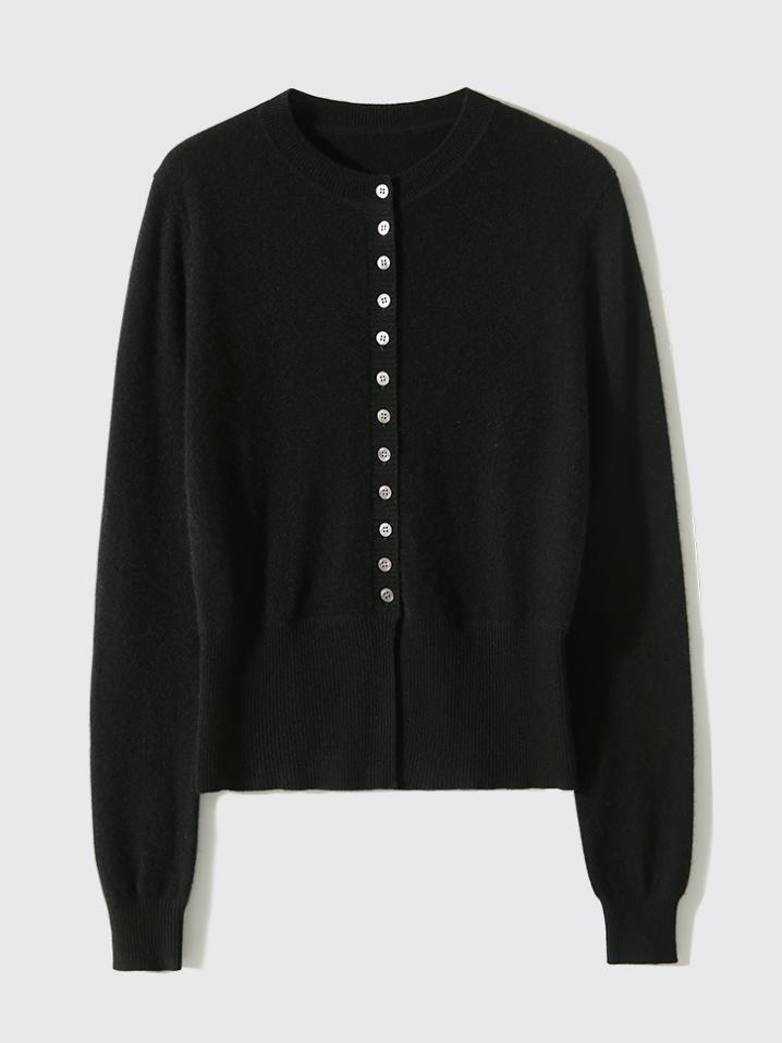 Crew Neck Simple Plain Regular Fit Cardigan