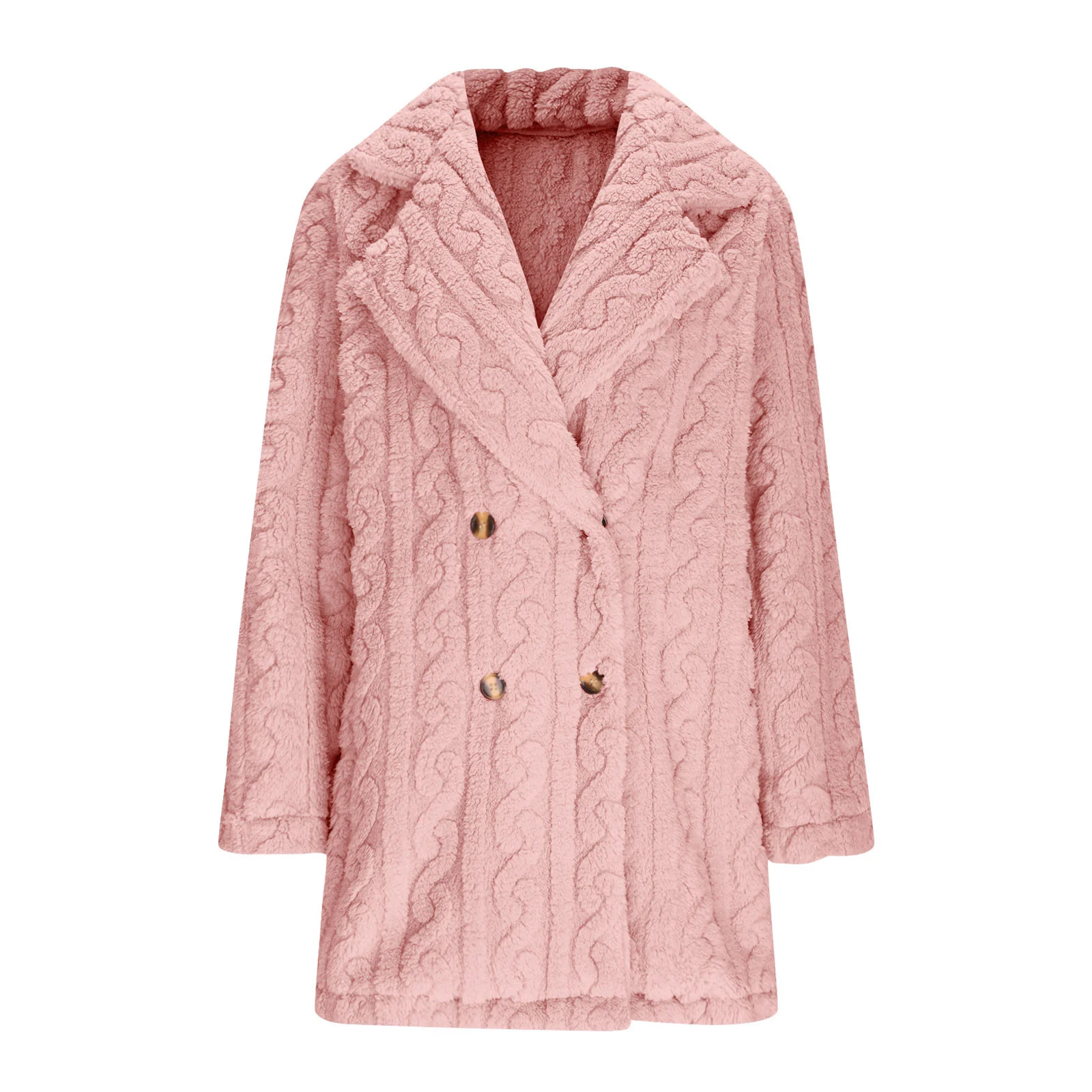 Lapel Collar Casual Loose Plain Teddy Jacket