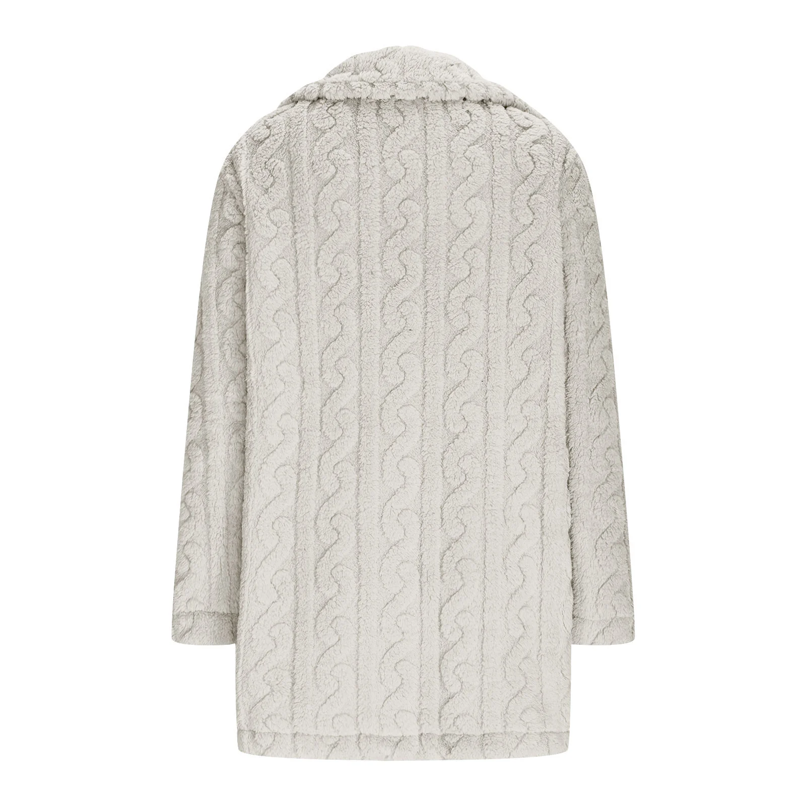 Lapel Collar Casual Loose Plain Teddy Jacket