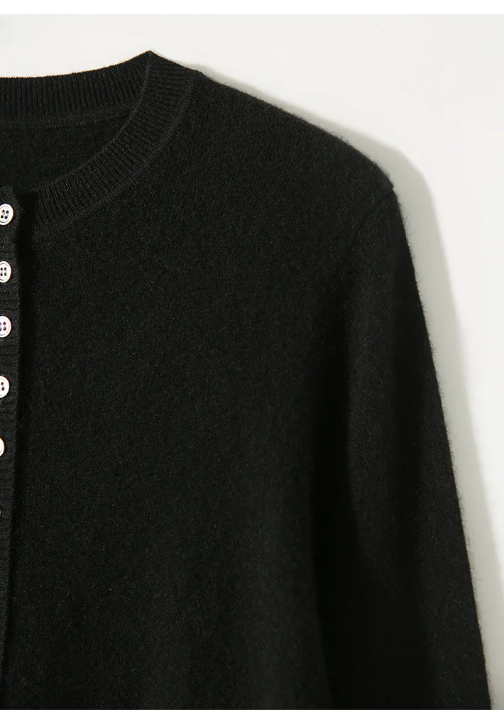 Crew Neck Simple Plain Regular Fit Cardigan