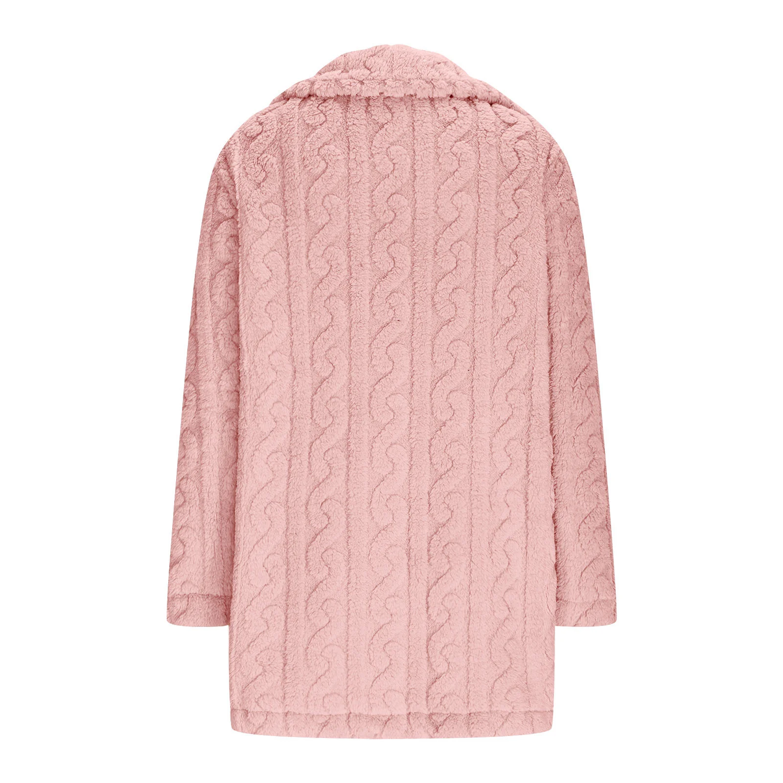 Lapel Collar Casual Loose Plain Teddy Jacket