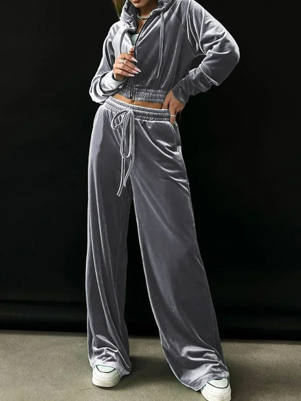 Women's Split Joint Plain Daily Going Out Two-Piece Set Green Casual Spring/Fall Top With Pants Matching Set