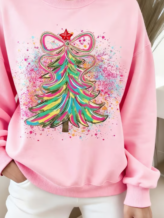 Loose Christmas Tree Casual Sweatshirt