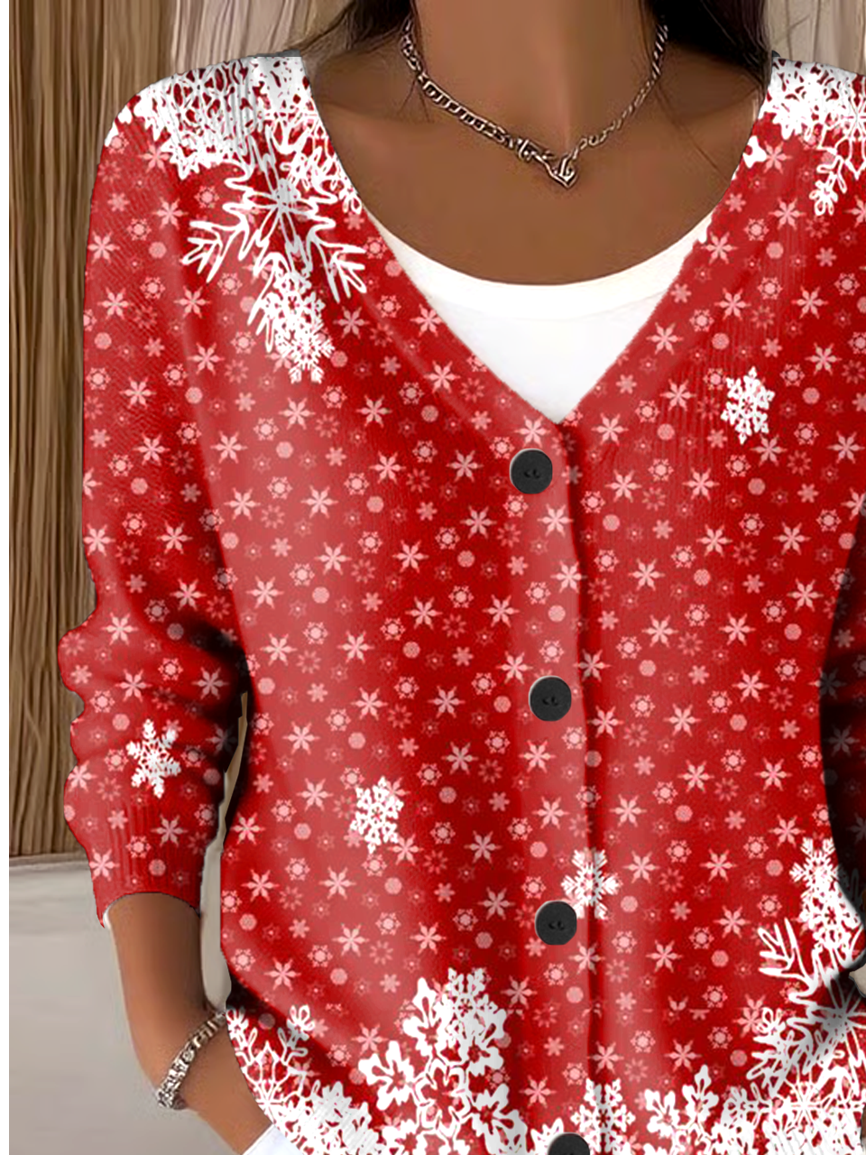 Gradient Pattern V Neck Boho Cardigan
