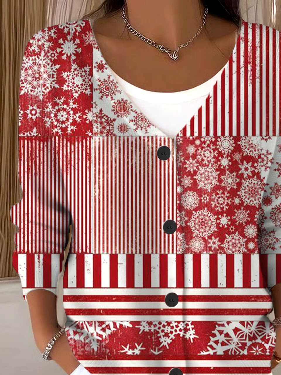 Christmas Loose V Neck Casual Cardigan