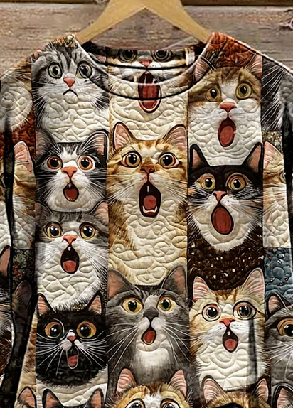 Charming Cats Art Print Casual Sweatshirt