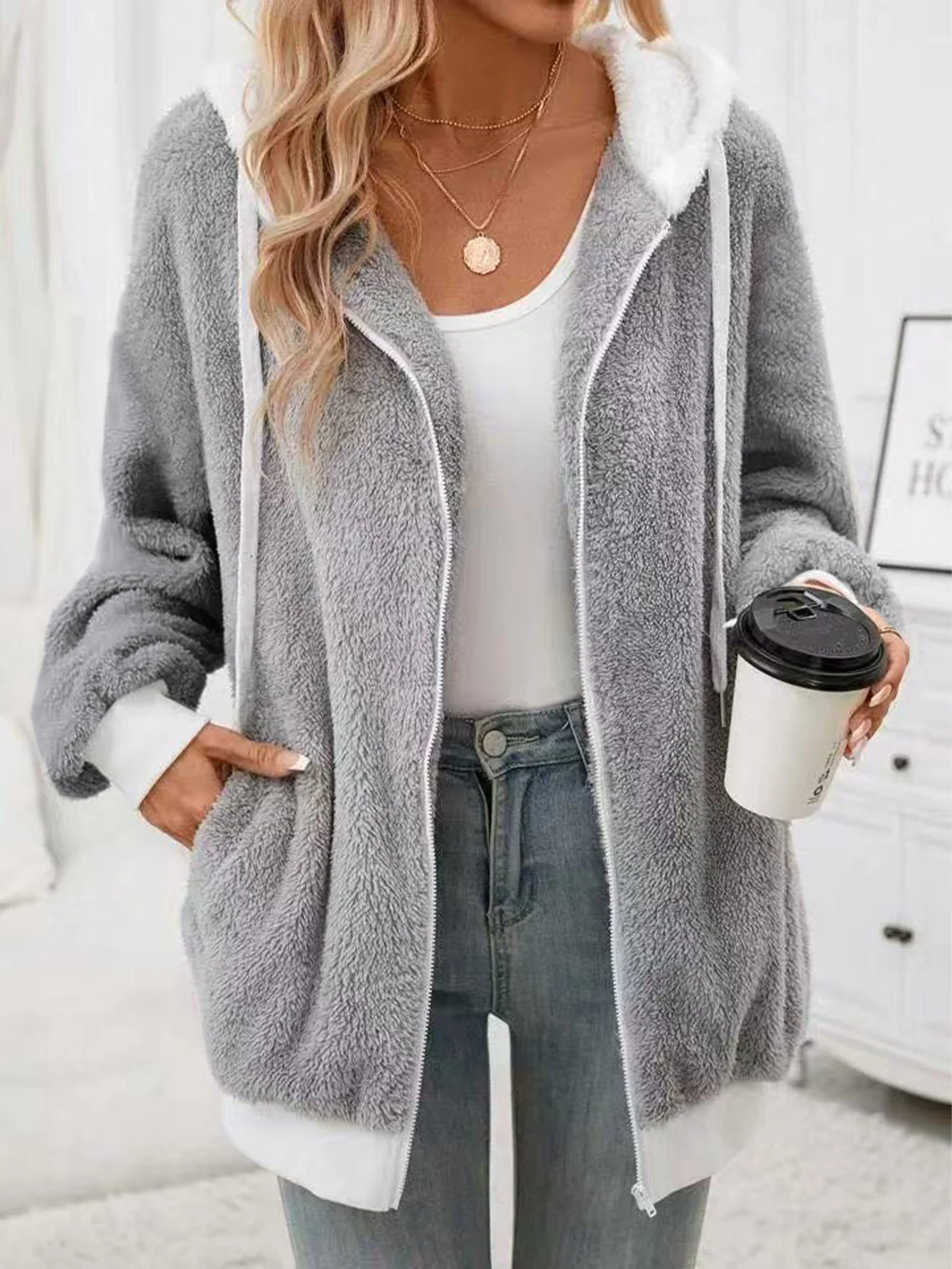 Casual Color Block Cotton Jacket