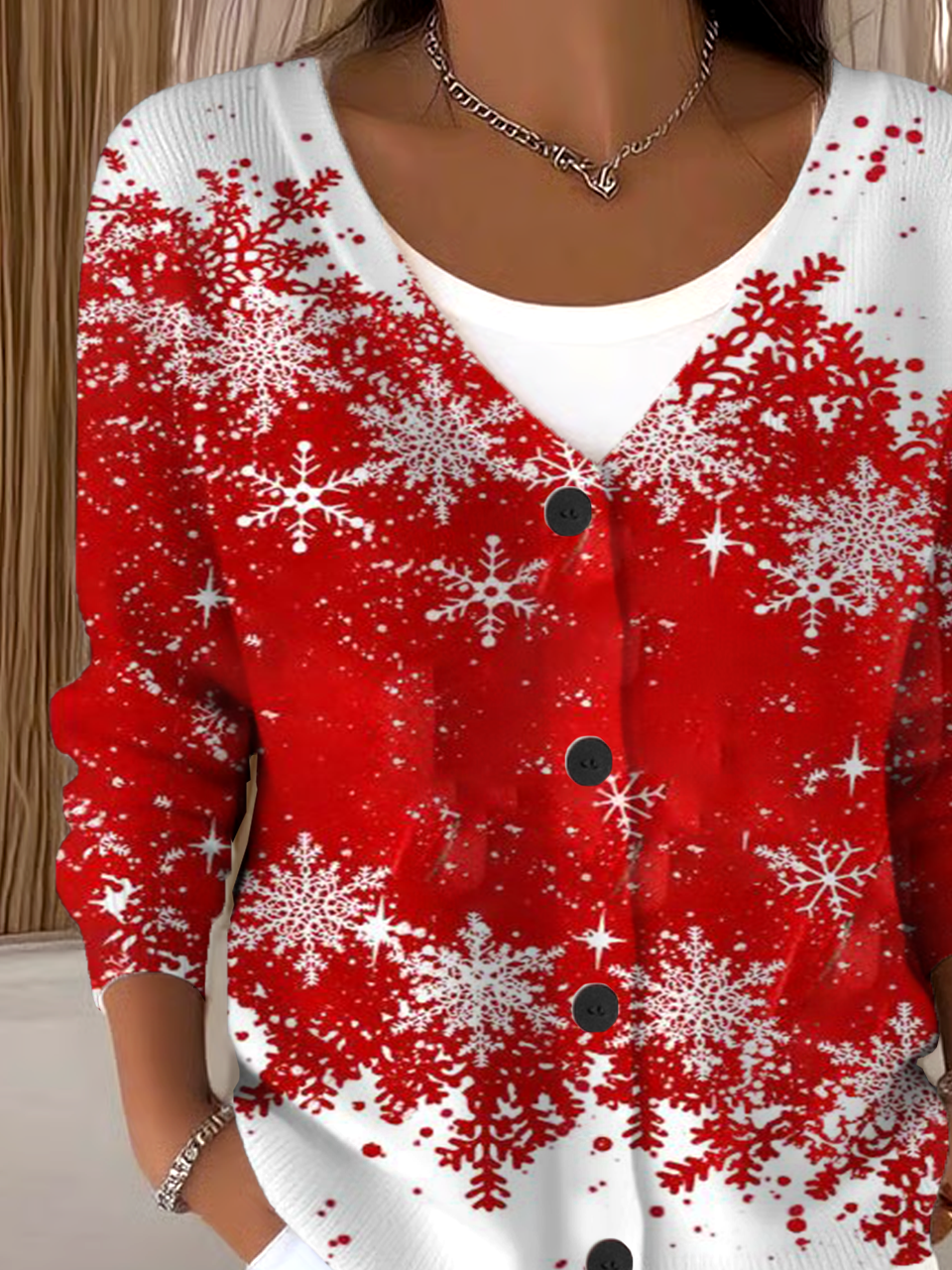 Vintage Loose V Neck Christmas Cardigan