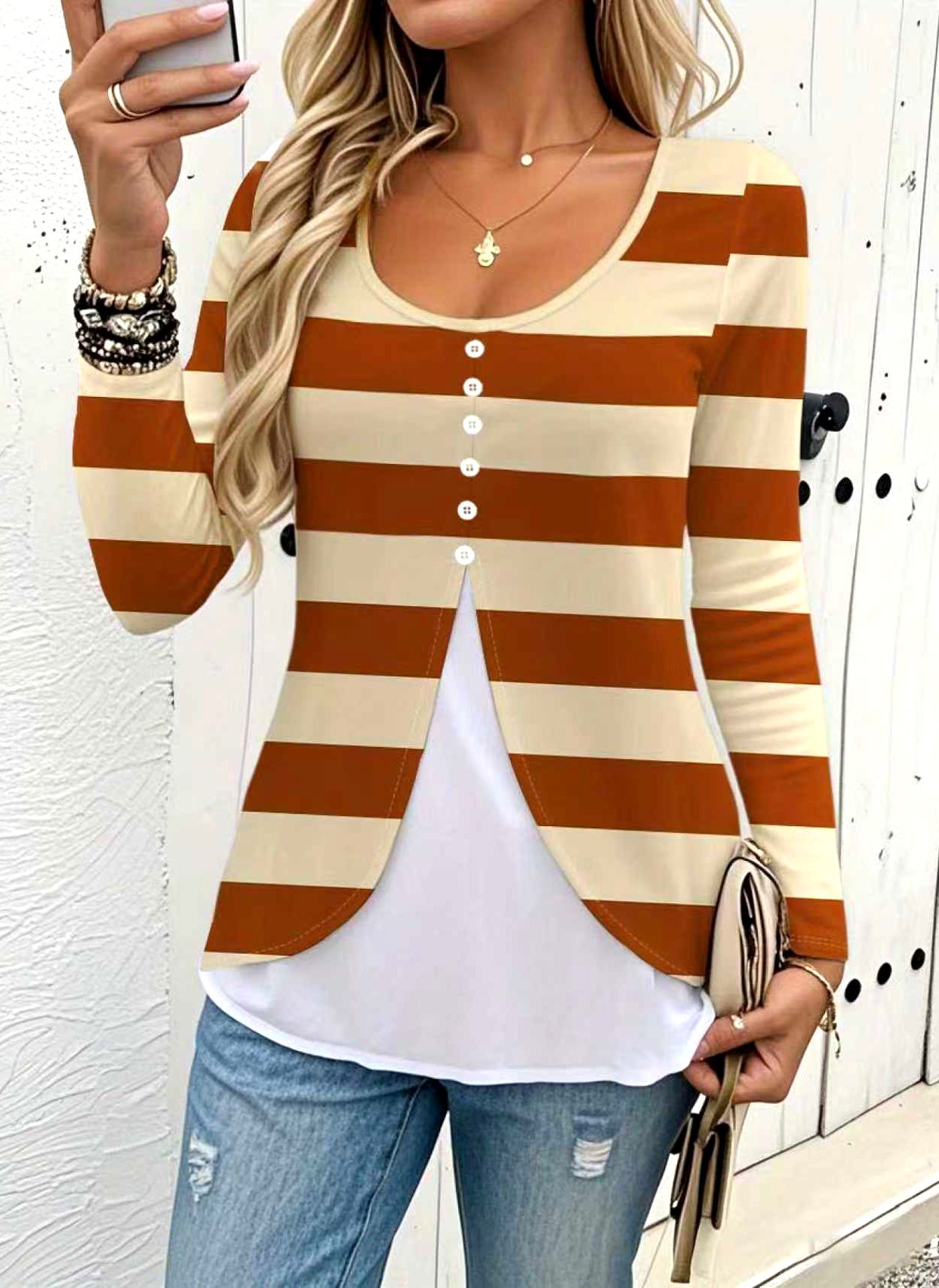 Regular Fit Geometric Casual T-Shirt