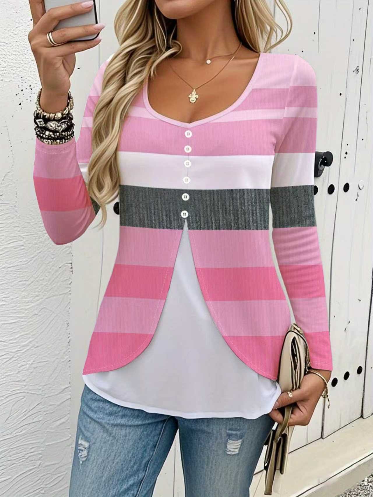 Regular Fit Geometric Casual T-Shirt