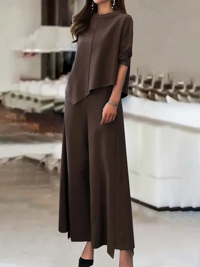 Loose Knitted Casual Plain Two-Piece Set