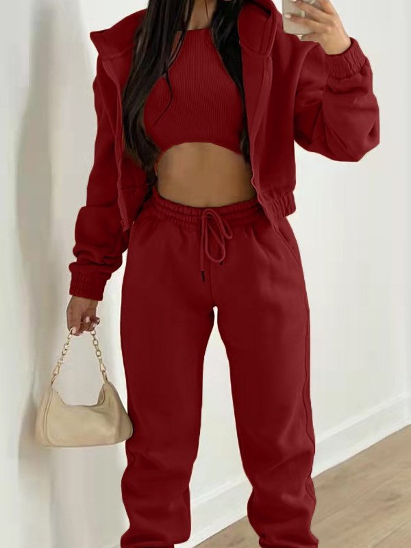 Women's Split Joint Plain Commuting Going Out Matching Outfit Khaki Casual Spring/Fall Multi-Piece Set Matching Set