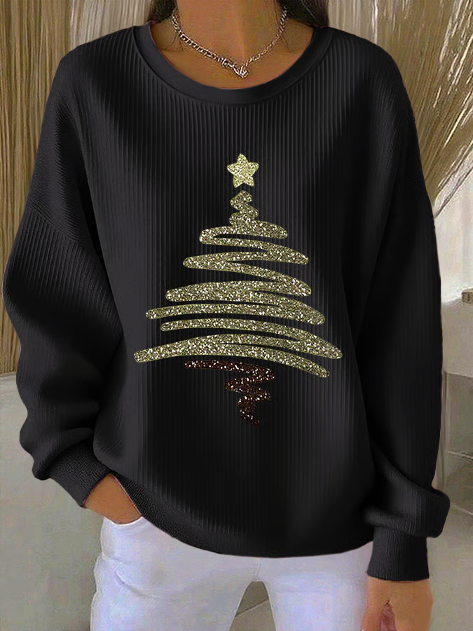 Christmas Printing Casual Crew Neck Sweatshirt