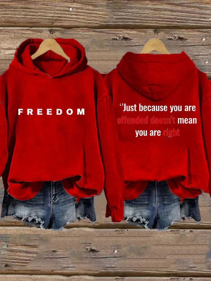 Women's freedom Print Casual Hoodie Sweatshirt