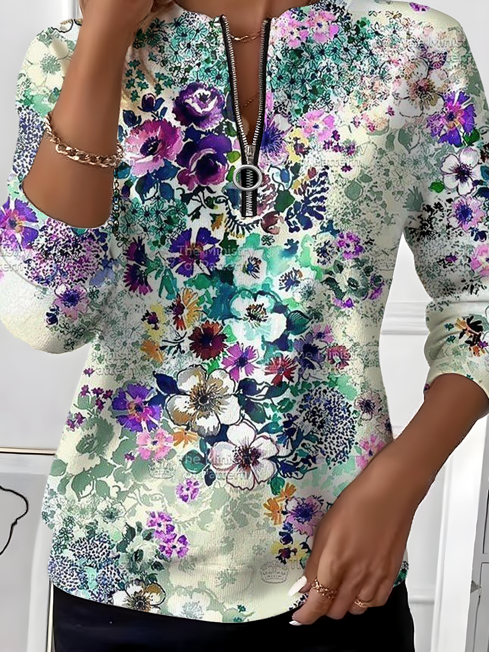Loose Floral Simple Sweatshirt
