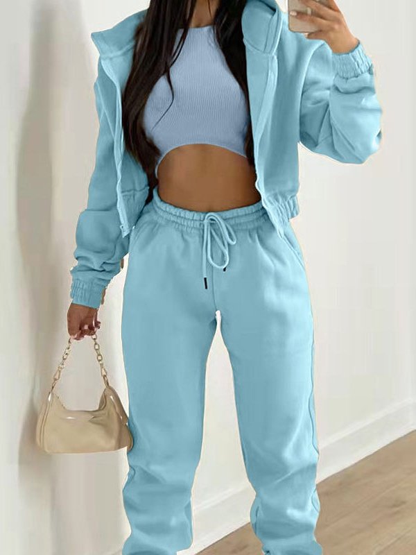 Women's Split Joint Plain Commuting Going Out Matching Outfit Khaki Casual Spring/Fall Multi-Piece Set Matching Set