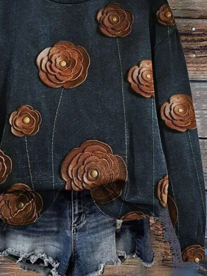 Loose Floral Printing Casual Sweatshirt